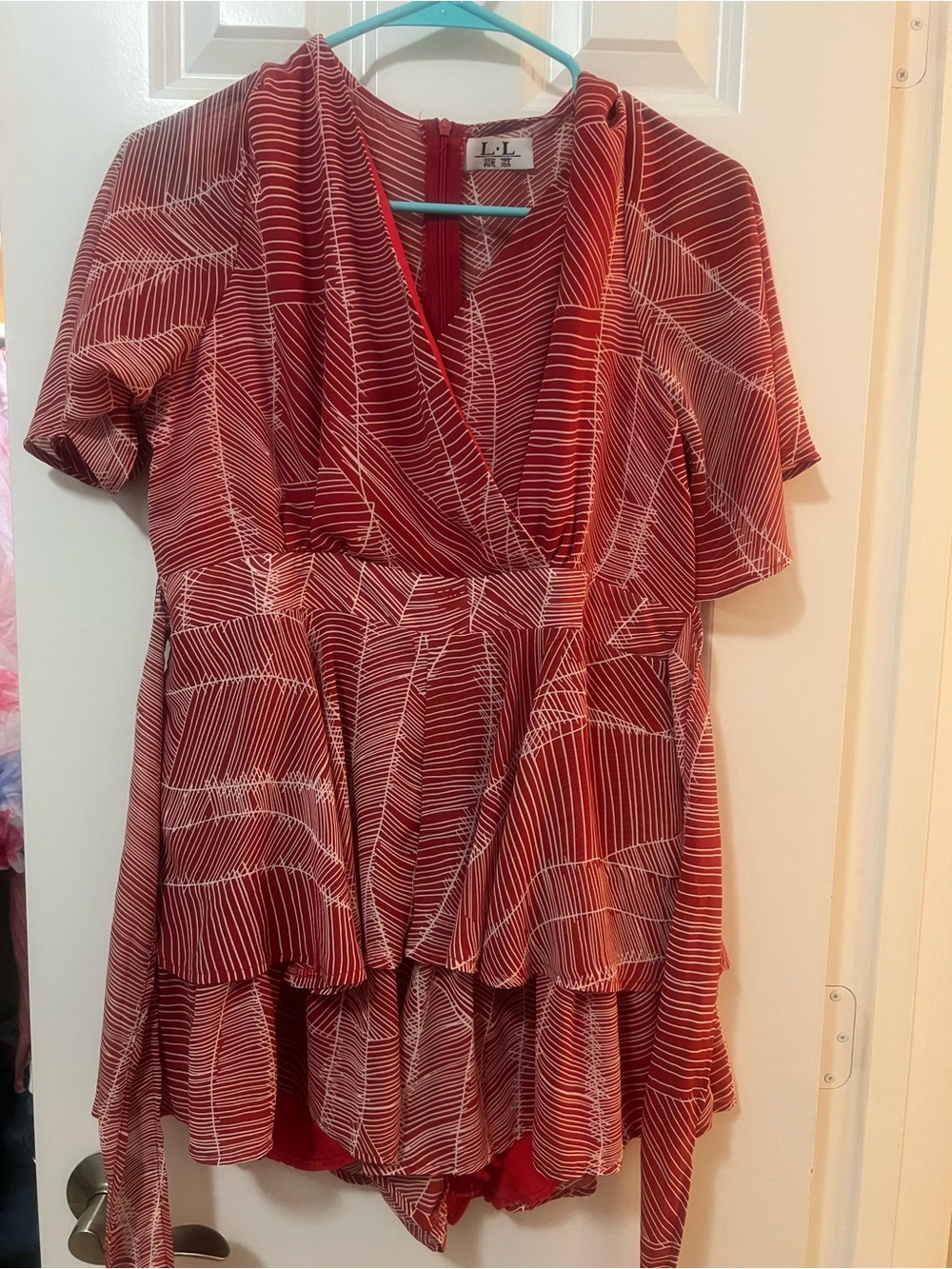 Red Printed High-Low Wrap Dress